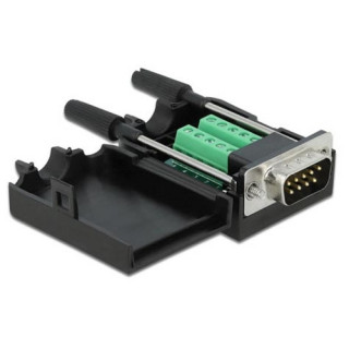 Connecteur Sub-D 9 points mâle sur bornier avec capot