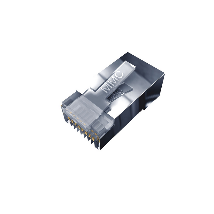 Fiche RJ45 CAT6A blindée insert intégré câble rigide/souple 