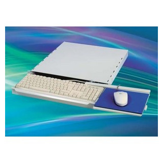 Tiroir 19" 1U gris pour clavier avec support de souris+clavier azerty