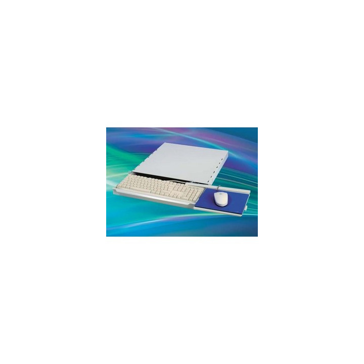 Tiroir 19" 1U gris pour clavier avec support de souris+clavier azerty