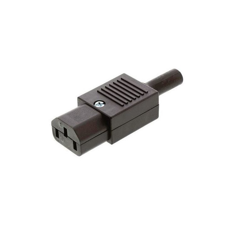 Fiche secteur IEC C13 femelle droite 2P+T 10A 250V noire