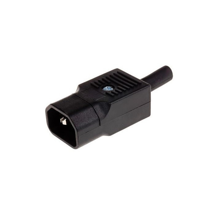Fiche secteur IEC C14 mâle droite 2P+T 10A 250V noire