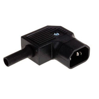 Fiche secteur IEC C14 mâle coudée côté droit 2P+T 10A 250V noire
