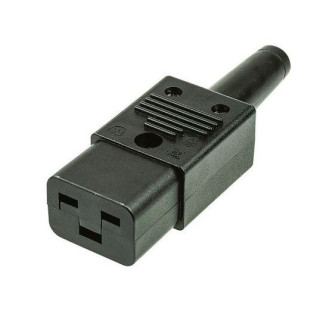 Fiche secteur IEC C19 femelle droite 2P+T 16A 250V noire