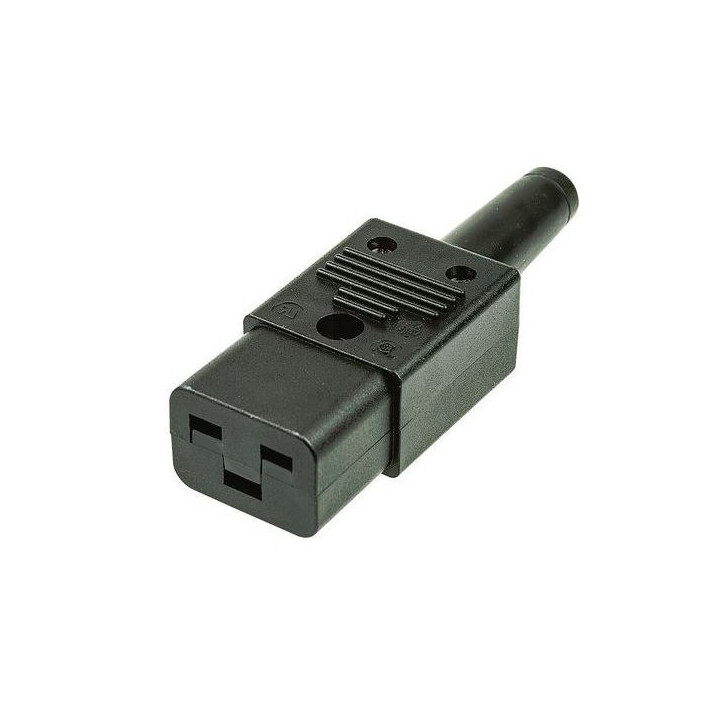 Fiche secteur IEC C19 femelle droite 2P+T 16A 250V noire