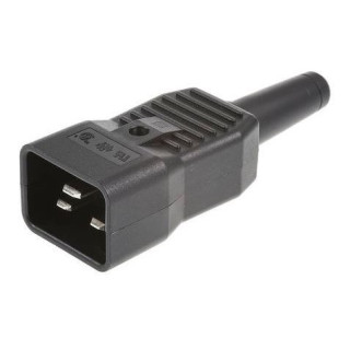 Fiche secteur IEC C20 mâle droite 2P+T 16A 250V noire