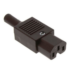 Fiche secteur IEC C15 femelle droite 2P+T 10A 250V noire