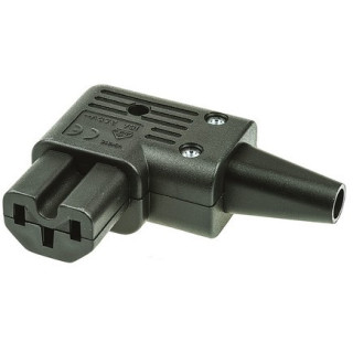 Fiche secteur IEC C15 femelle coudée 2P+T 250V 10A noire