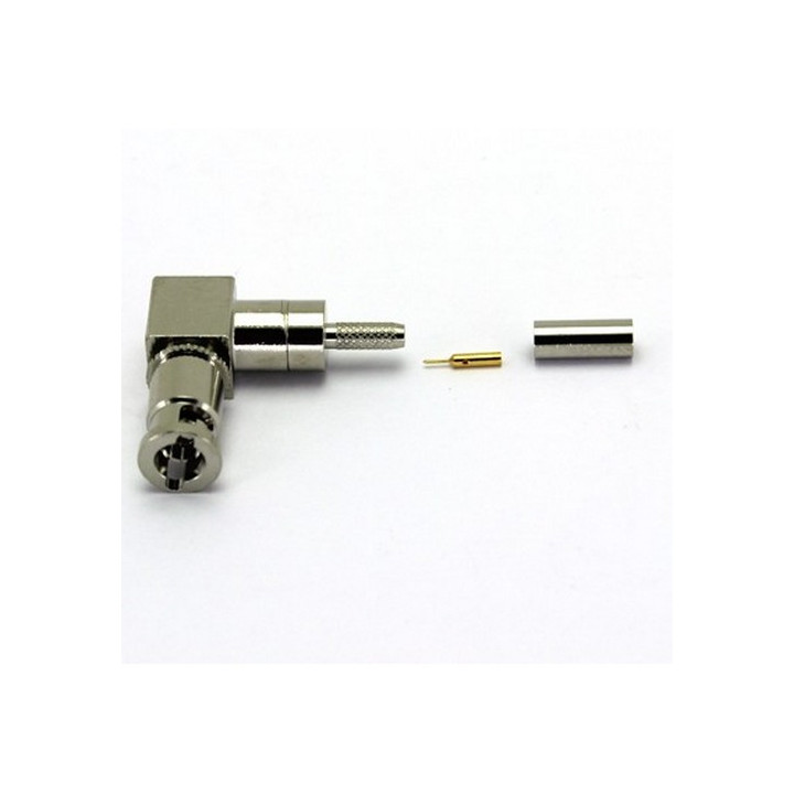 Micro BNC coudée mâle à sertir 75 ohms 12GHz 