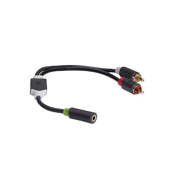 Cordon adaptateur Jack 3.5mm stéréo F vers 2 RCA M - 0.2m