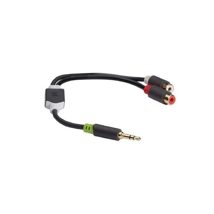 Cordon adaptateur Jack 3.5mm stéréo M vers 2 RCA F - 0.2m