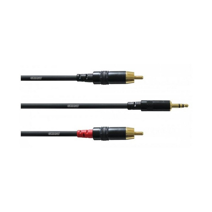Cordon Jack 3.5mm stéréo vers 2 RCA or M/M REAN 
