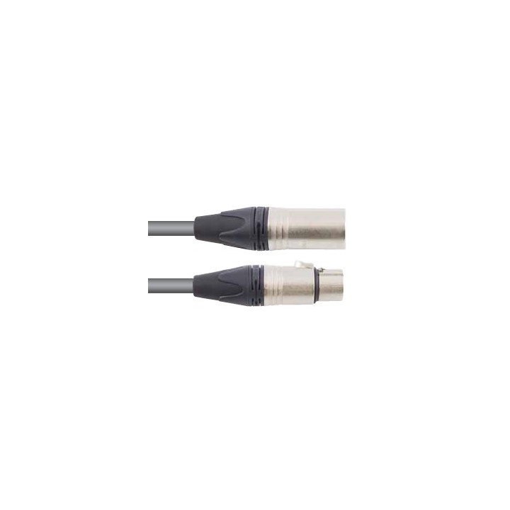 Cordon DMX gris 2 paires 0.34mm² XLR 5 pts M/F NEUTRIK