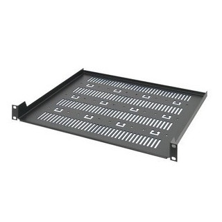 Etagère 19" 1U ajourée en acier noir RAL7021 charge 5kg P390mm