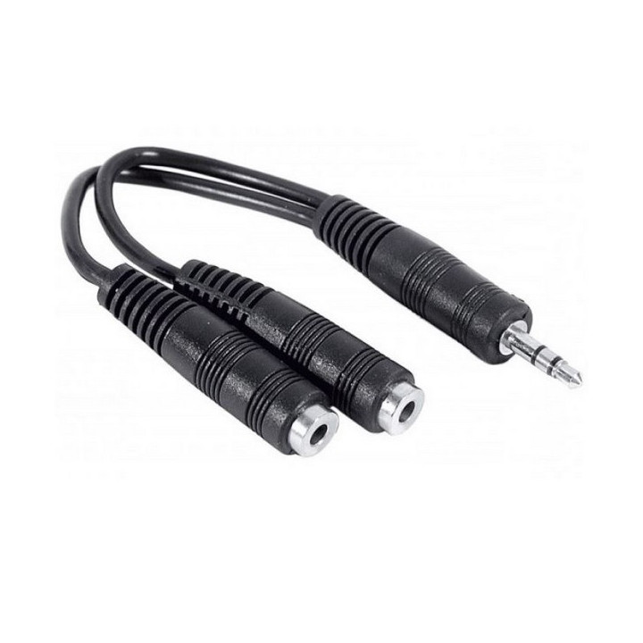 Cordon adaptateur éco Jack 3.5mm stéréo M vers 2 Jacks F - 0.2m