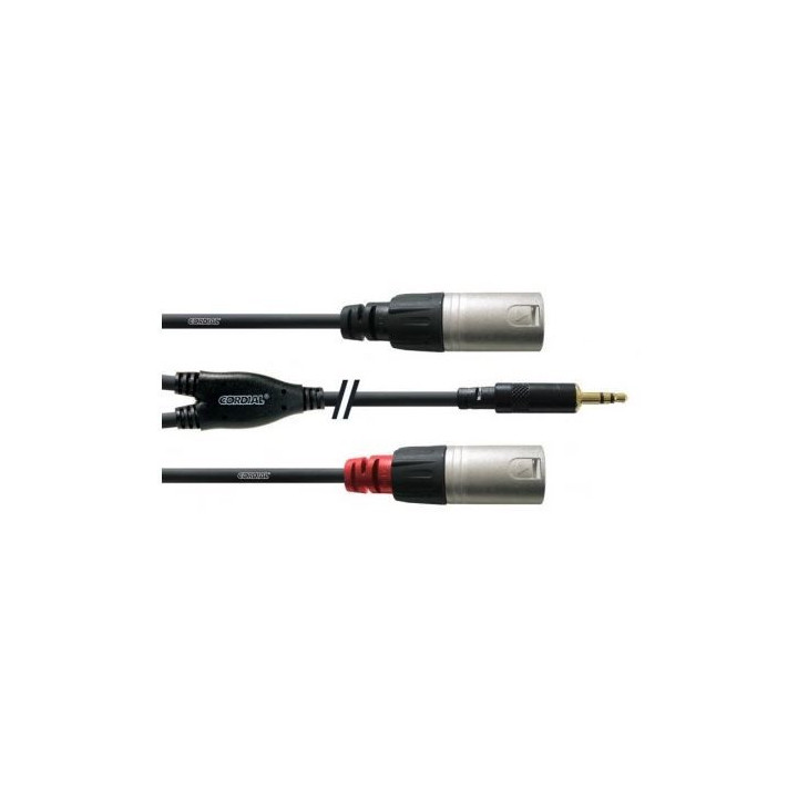 Cordon Jack 3.5mm stéréo or vers 2 XLR M/M REAN - 3m