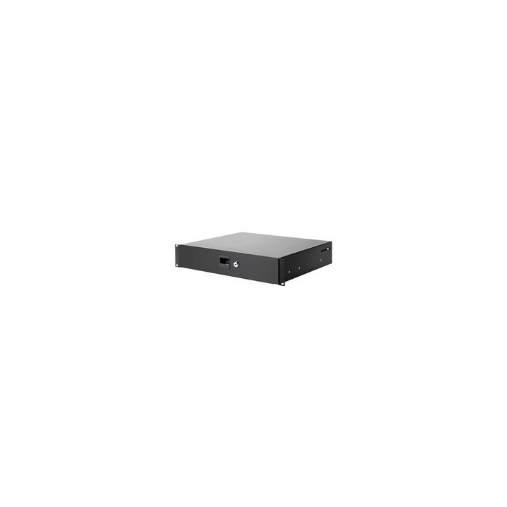 Tiroir 19" 2U en acier noir avec serrure prof. 385mm