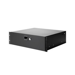 Tiroir 19" 3U en acier noir avec serrure prof. 385mm