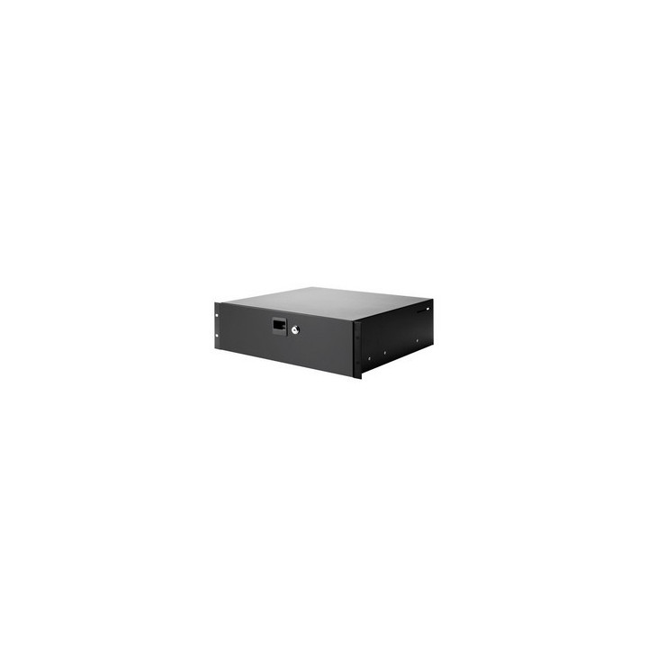Tiroir 19" 3U en acier noir avec serrure prof. 385mm
