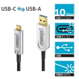 Cordon fibre optique Fibre 3.2 Gen2x1 USB-C vers USB-A AOC -20 m