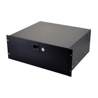 Tiroir 19" 4U en acier noir avec serrure prof. 385mm