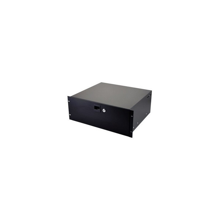 Tiroir 19" 4U en acier noir avec serrure prof. 385mm