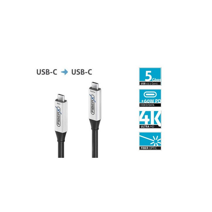 Cordon fibre optique Fibre 3.2 Gen1x1 USB-C vers USB-C AOC -5 m