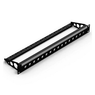 Face 19" 1U noire 24 trous BNC + porte-câble + porte-étiquette