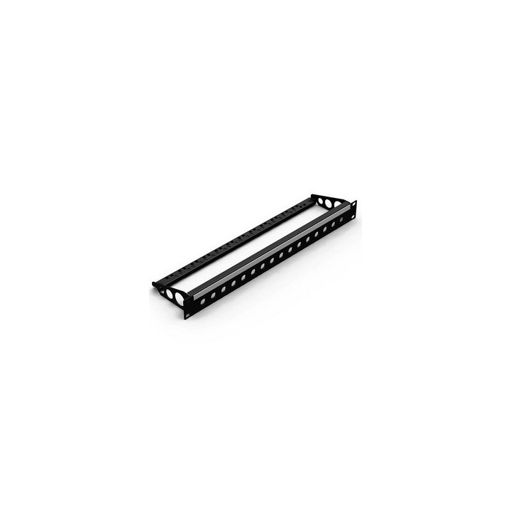 Face 19" 1U noire 24 trous BNC + porte-câble + porte-étiquette