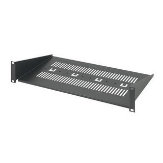 Etagère 19" 2U ajourée en acier noir RAL7021 charge 10kg P238mm