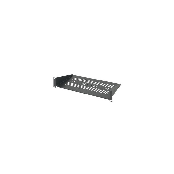 Etagère 19" 2U ajourée en acier noir RAL7021 charge 10kg P238mm