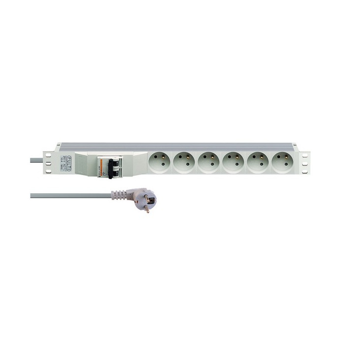 Réglette secteur 19" 6 PC 10/16A 250 V disjonc. magnéto thermique