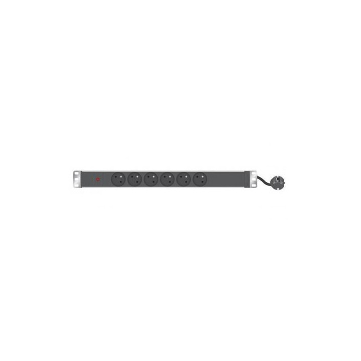 Réglette secteur 19" 6 PC 16A avec voyant cordon 2.3m
