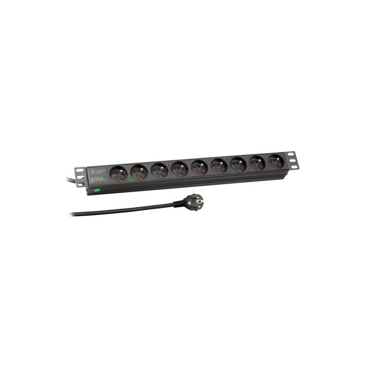 Réglette secteur 19" 9 PC 16A cordon 1.8m - noire