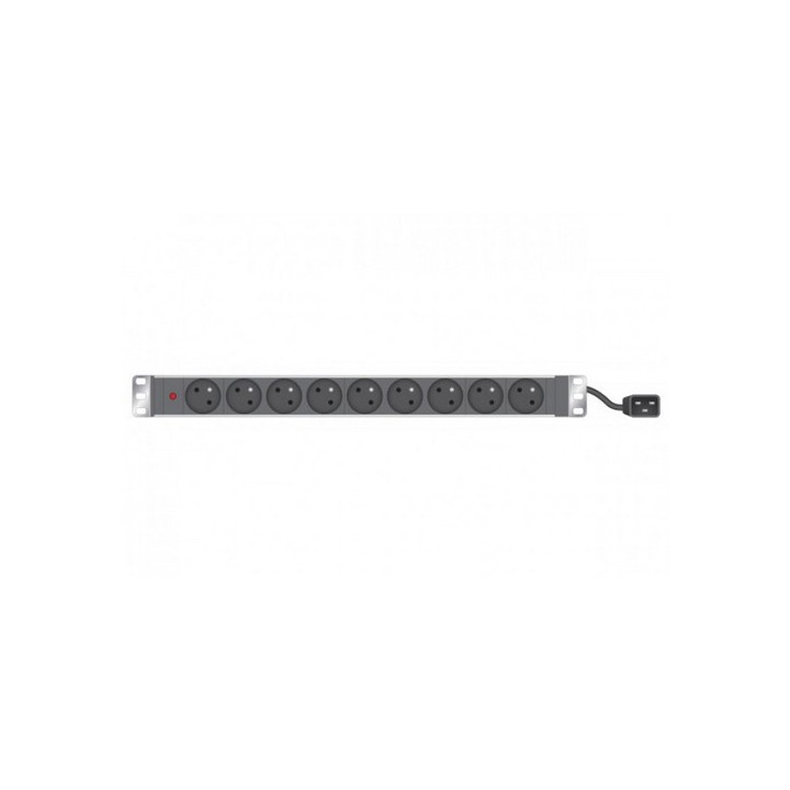 Réglette secteur 19'' 9 PC 16A avec voyant cordon 2.3m IEC C20