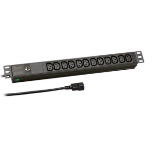 Réglette secteur 19'' 12 IEC C13 10A cordon 1.8m IEC C14 + protection