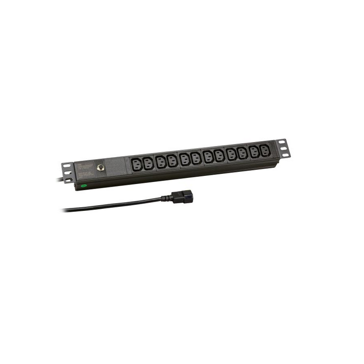 Réglette secteur 19'' 12 IEC C13 10A cordon 1.8m IEC C14 + protection