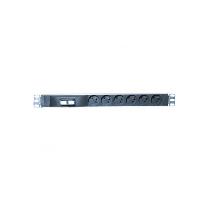 Réglette secteur 19'' 6 PC 16A cordon 2.3m+disjonct magnéto thermique