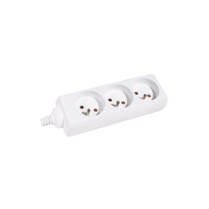 Bloc multiprise blanc 3PC 2P+T, 10/16A cordon 1.50m