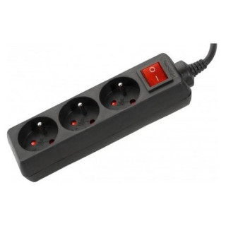 Bloc multiprise noir 3PC 2P+T, 10/16A cordon 1.50m avec interrupteur