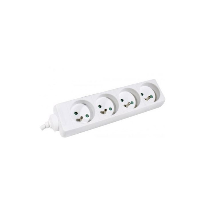 Bloc multiprise blanc 4PC 2P+T, 10/16A cordon 1.50m