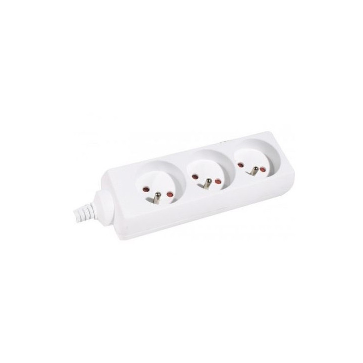 Bloc multiprise blanc 3PC 2P+T, 10/16A cordon 0.80m