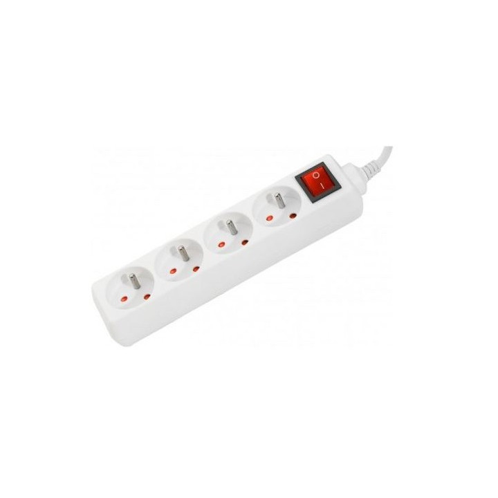 Bloc multiprise blanc 4PC 2P+T, 10/16A cordon 4m avec interrupteur