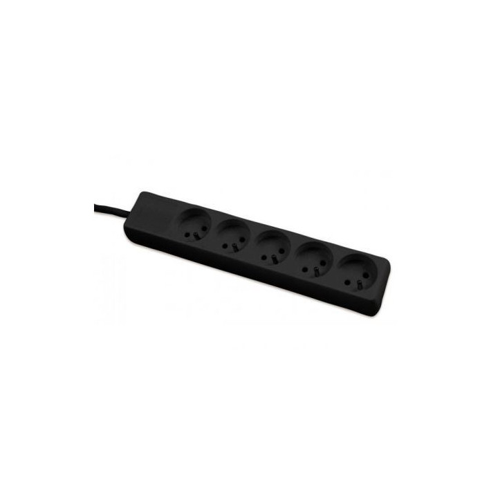 Bloc multiprise noir 5PC 2P+T, 10/16A cordon 4m