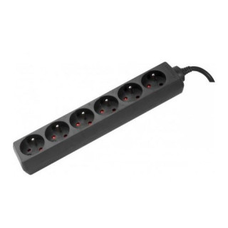 Bloc multiprise noir 6PC 2P+T, 10/16A cordon 4m