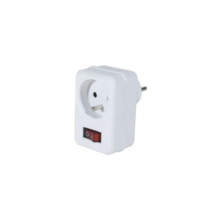 Simplette secteur blanche 2P+T, 10/16A avec interrupteur