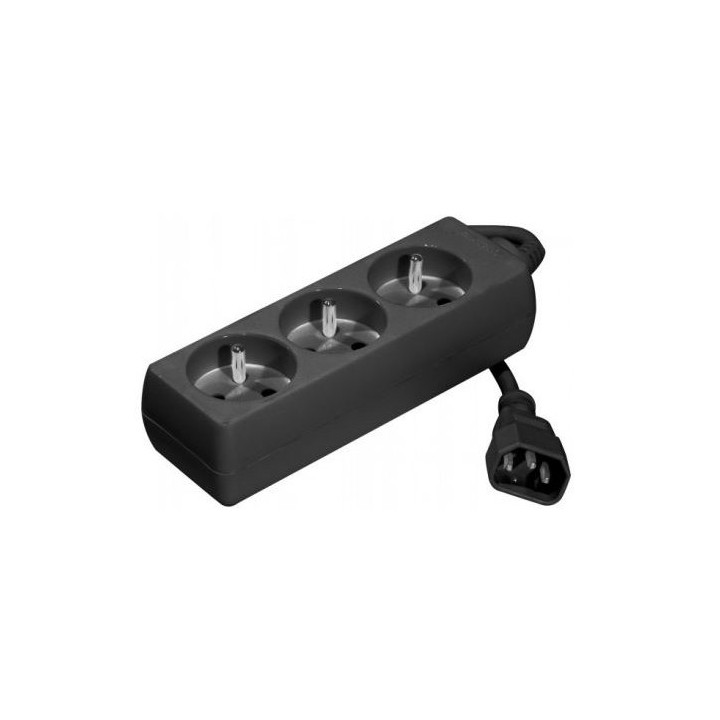 Bloc multiprise noir 3PC 2P+T, 10/16A cordon 1.50m IEC C14 pour ondul
