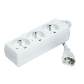 Bloc multiprise blanc 3PC 2P+T, 10/16A cordon 1.50m IEC C14 pour ondu
