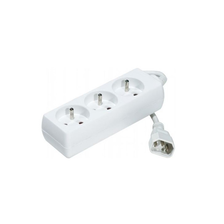 Bloc multiprise blanc 3PC 2P+T, 10/16A cordon 1.50m IEC C14 pour ondu