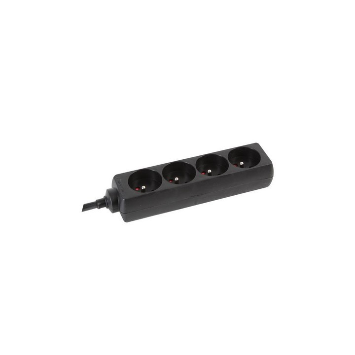 Bloc multiprise noir 4PC 2P+T, 10/16A cordon 1.50m 3G2.5 (par 25)